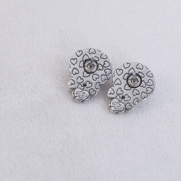 Brighton Moonglow Earrings Post Backs Studs Two Tone Gold Silver Plated Retired - Picture 5 of 6